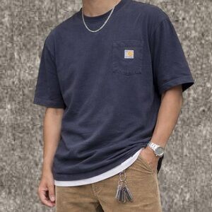Carhartt Men's Medium Loose Fit Heavyweight Pocket T-Shirt Dark Blue